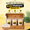 Makhana sample kit with 4+, 5+ and 6+ Suta in transparent pouches and box
